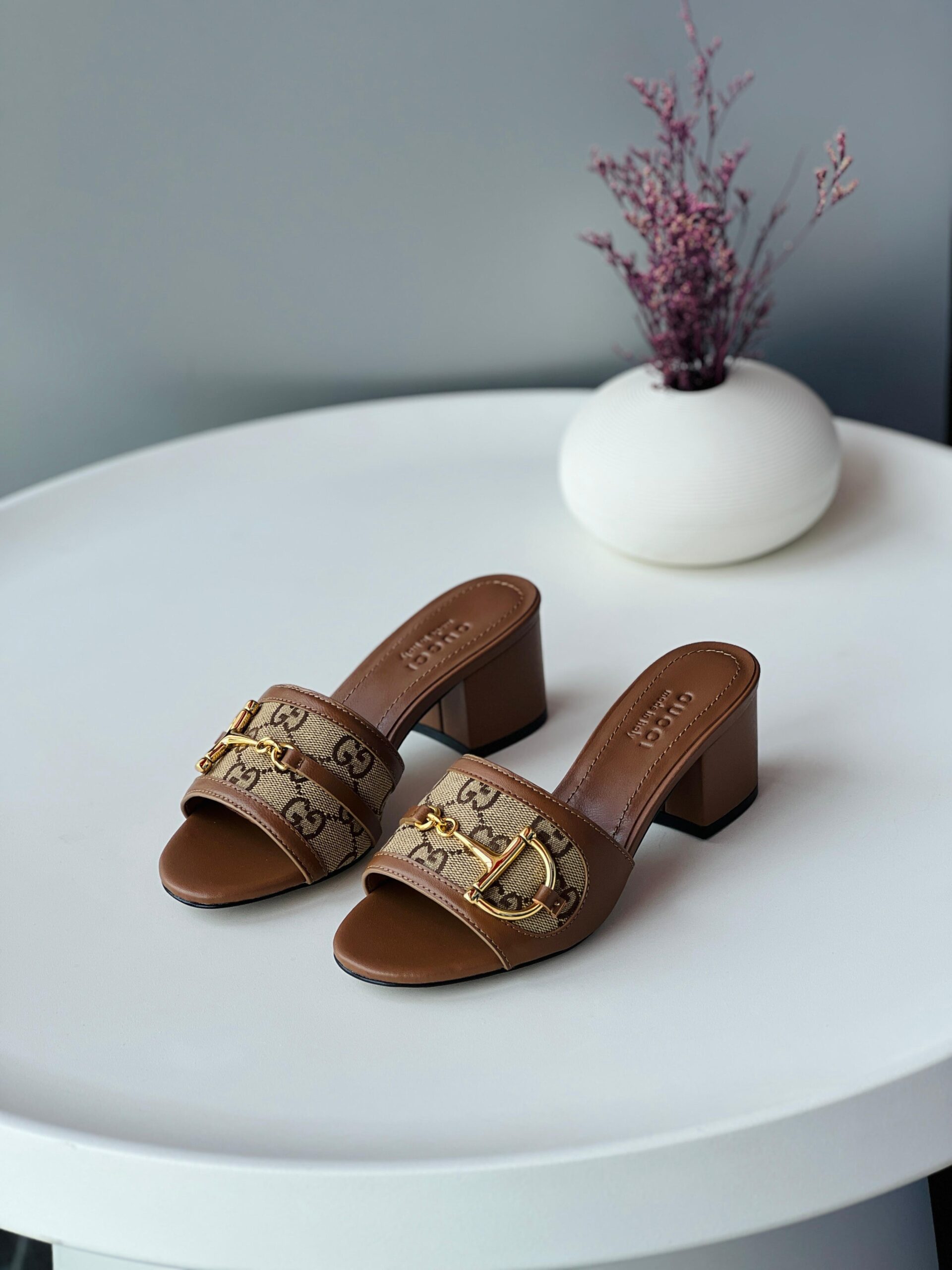 Gucci GG canvas and leather sandals